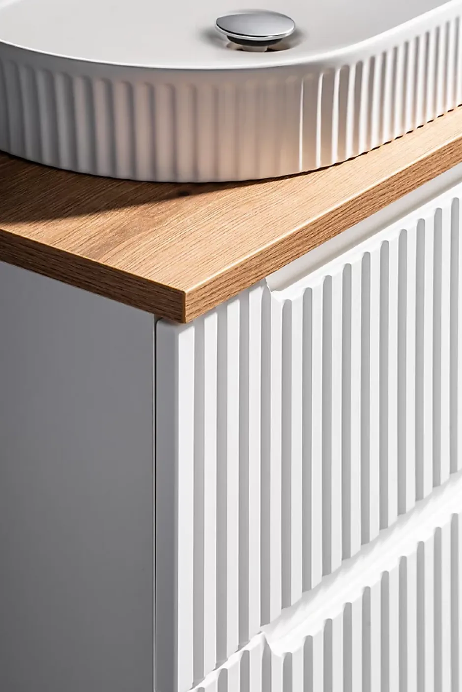 Furnidea Meuble sous vasque suspendu 2 tiroirs NOVA BLANC 60 CM
