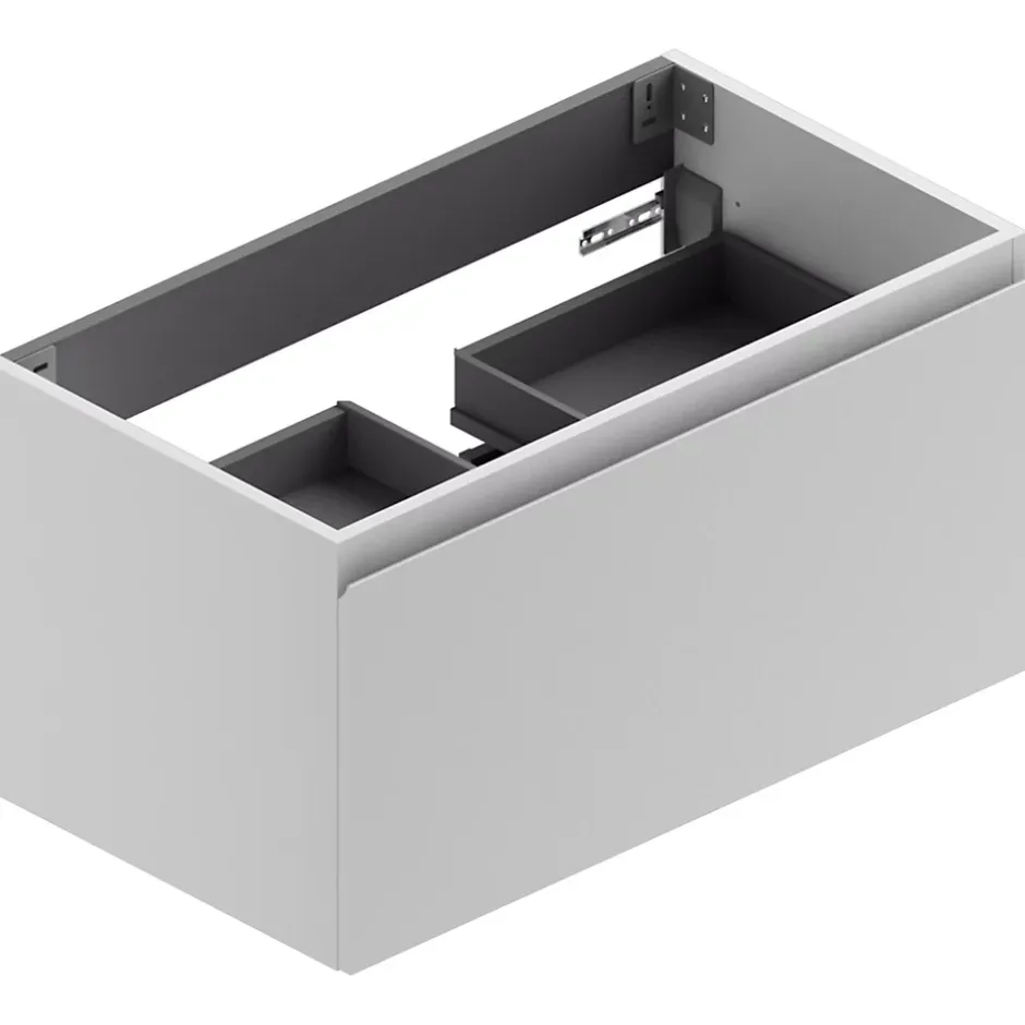 Ipiemme SRL Meuble sous vasque suspendu blanc mat l.90 x H.46,5 x P.50,5 cm pour évacuation centrale, Pura+