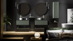 Furnidea Meuble sous vasque suspendu LOV avec porte-serviettes vert et noir 60 cm