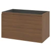 GoodHome Meuble sous vasque suspendu effet noyer 2 tiroirs l.80 x H.48 x P.45 cm Levanna