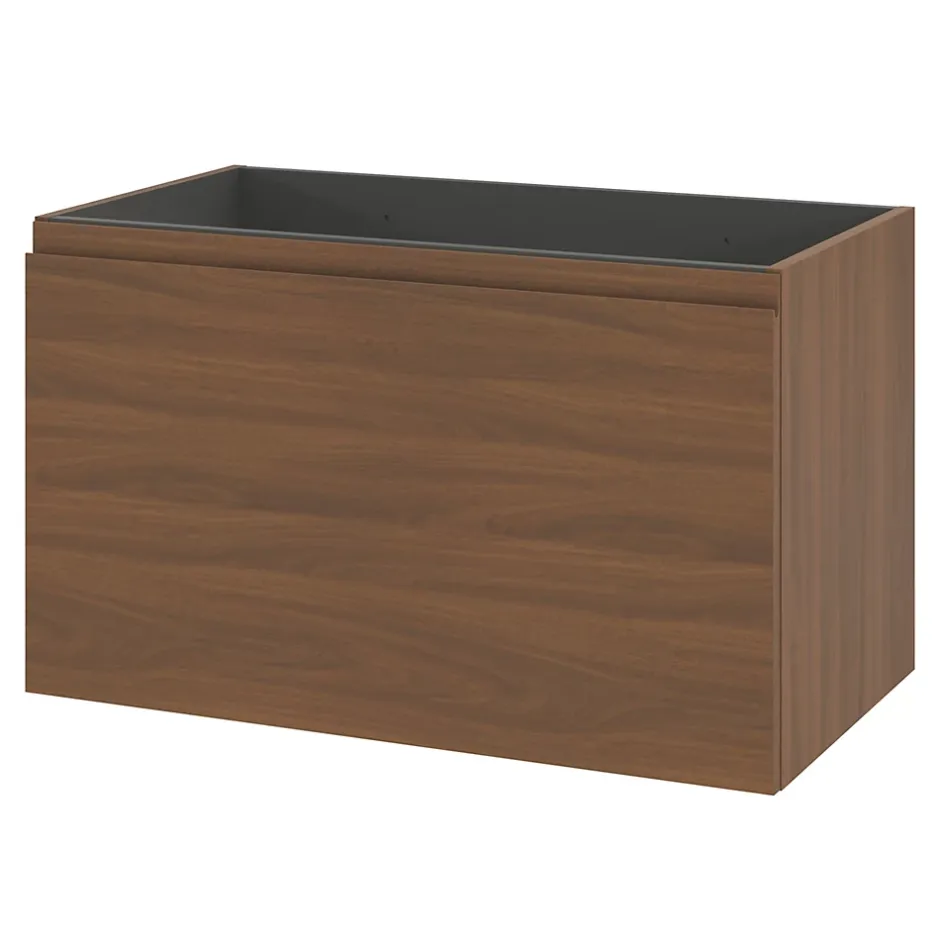 GoodHome Meuble sous vasque suspendu effet noyer 2 tiroirs l.80 x H.48 x P.45 cm Levanna