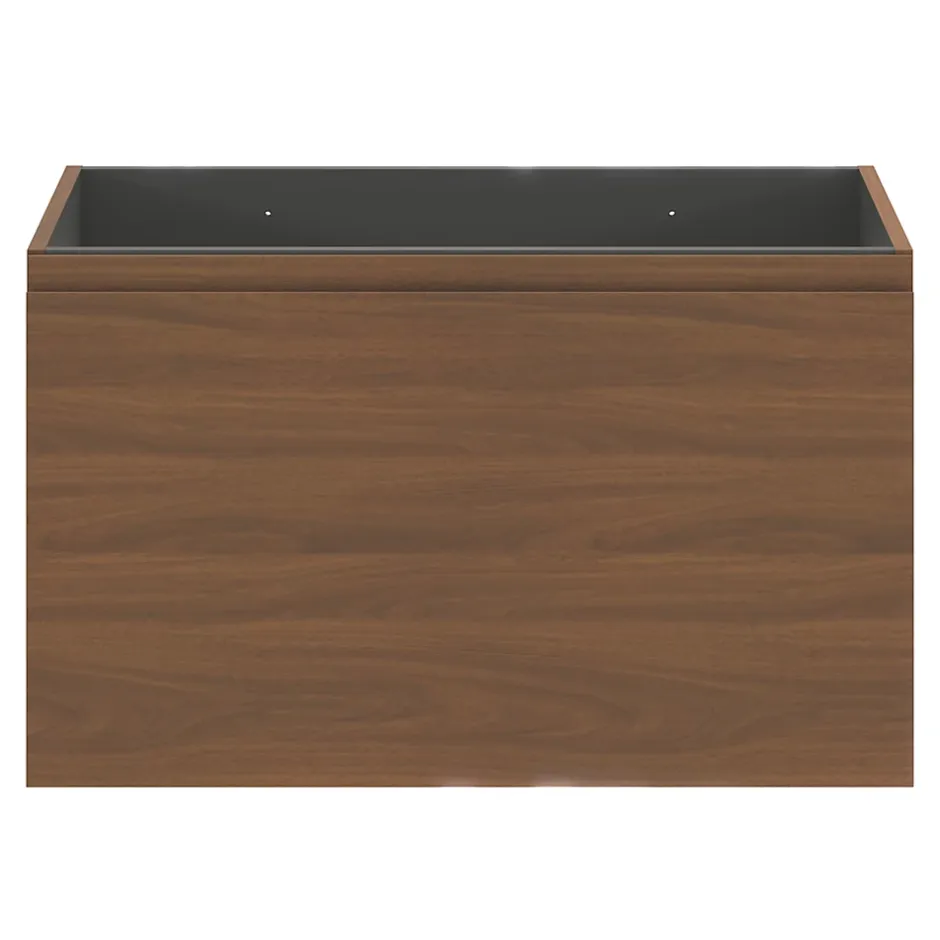 GoodHome Meuble sous vasque suspendu effet noyer 2 tiroirs l.80 x H.48 x P.45 cm Levanna