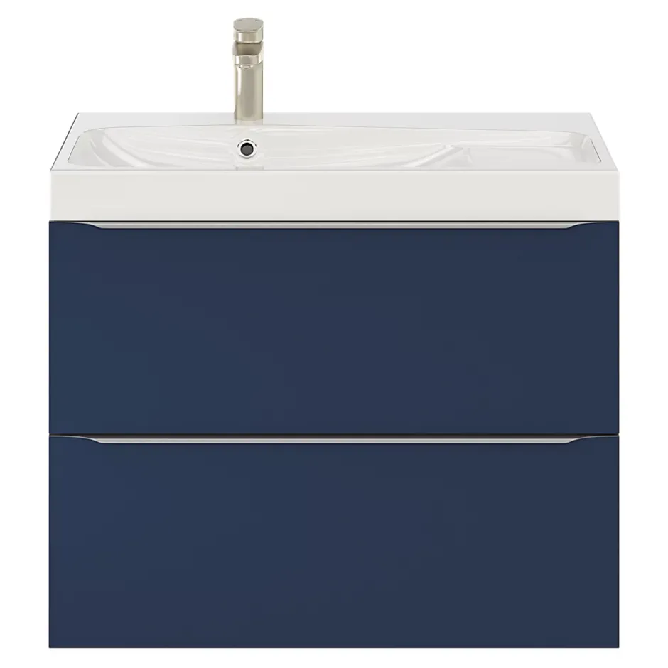 GoodHome Meuble sous vasque suspendu bleu nuit mat l.80 x H.60 x P.45 cm, Imandra