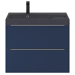 GoodHome Meuble sous vasque suspendu bleu nuit mat l.80 x H.60 x P.45 cm, Imandra