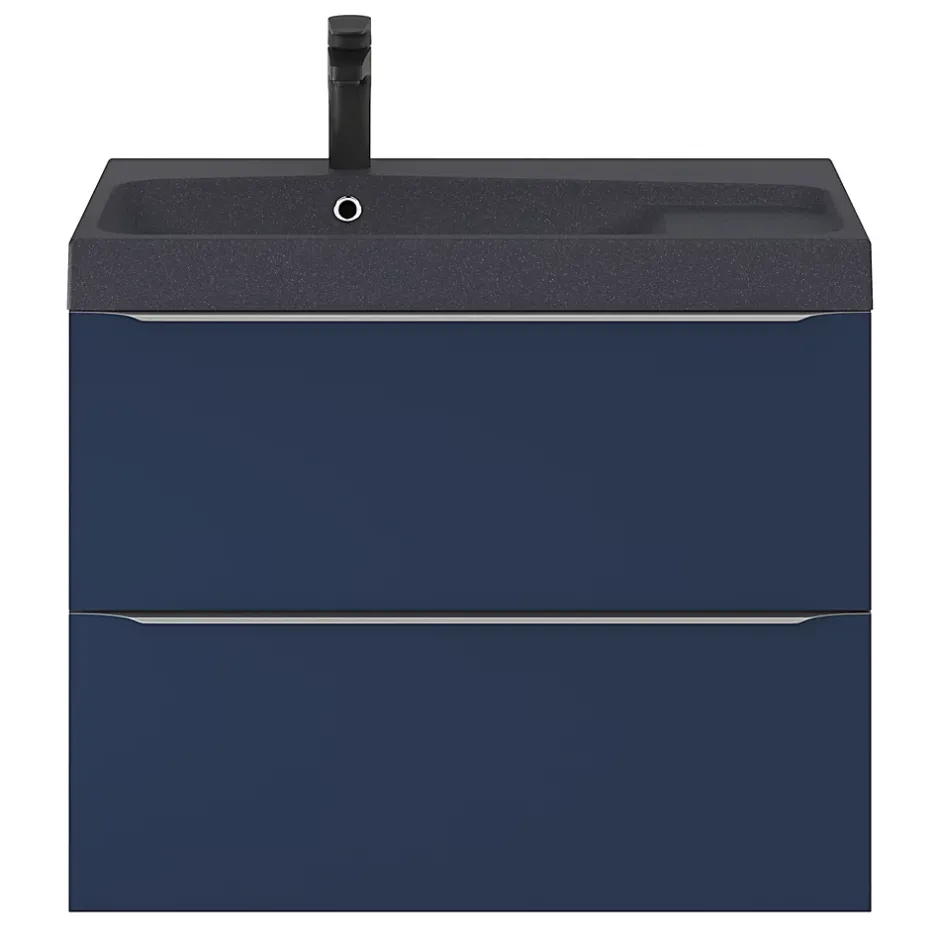 GoodHome Meuble sous vasque suspendu bleu nuit mat l.80 x H.60 x P.45 cm, Imandra