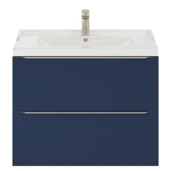 GoodHome Meuble sous vasque suspendu bleu nuit mat l.80 x H.60 x P.45 cm, Imandra