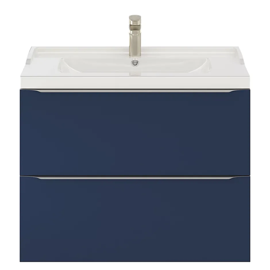 GoodHome Meuble sous vasque suspendu bleu nuit mat l.80 x H.60 x P.45 cm, Imandra