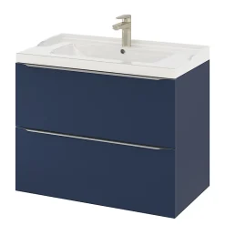 GoodHome Meuble sous vasque suspendu bleu nuit mat l.80 x H.60 x P.45 cm, Imandra