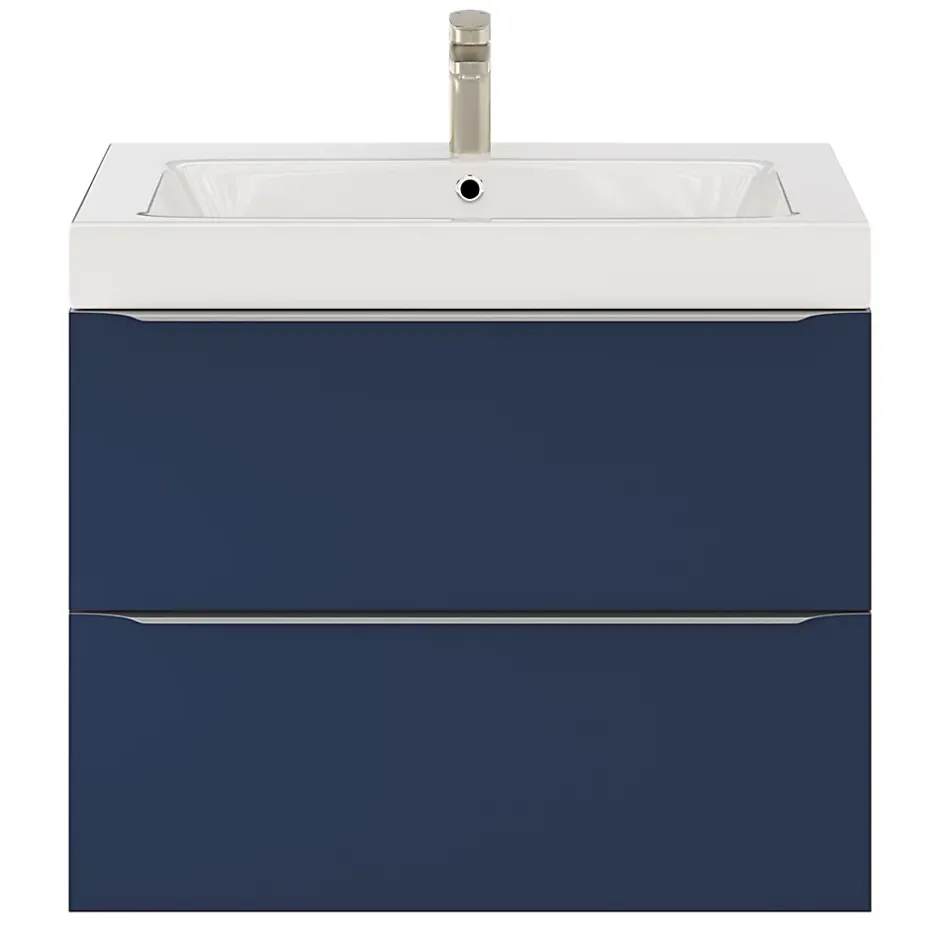 GoodHome Meuble sous vasque suspendu bleu nuit mat l.80 x H.60 x P.45 cm, Imandra