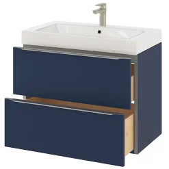 GoodHome Meuble sous vasque suspendu bleu nuit mat l.80 x H.60 x P.45 cm, Imandra