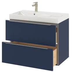 GoodHome Meuble sous vasque suspendu bleu nuit mat l.80 x H.60 x P.45 cm, Imandra