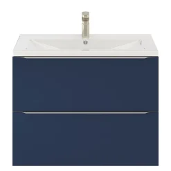 GoodHome Meuble sous vasque suspendu bleu nuit mat l.80 x H.60 x P.45 cm, Imandra