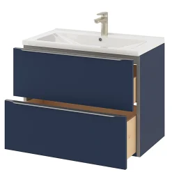 GoodHome Meuble sous vasque suspendu bleu nuit mat l.80 x H.60 x P.45 cm, Imandra