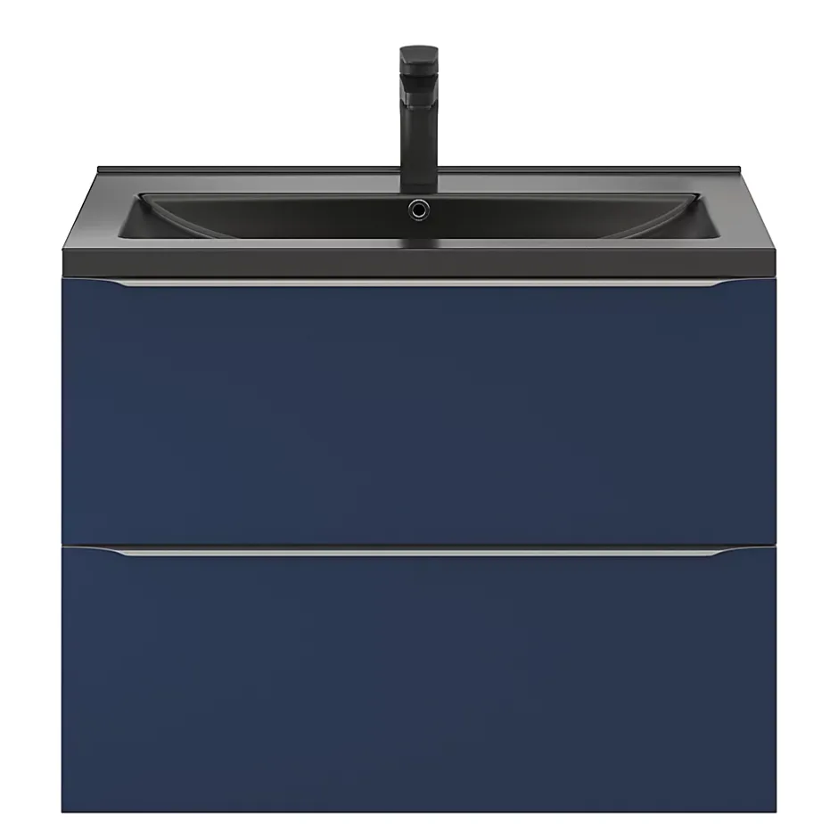 GoodHome Meuble sous vasque suspendu bleu nuit mat l.80 x H.60 x P.45 cm, Imandra