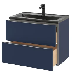 GoodHome Meuble sous vasque suspendu bleu nuit mat l.80 x H.60 x P.45 cm, Imandra