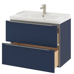 GoodHome Meuble sous vasque suspendu bleu nuit mat l.80 x H.60 x P.45 cm, Imandra