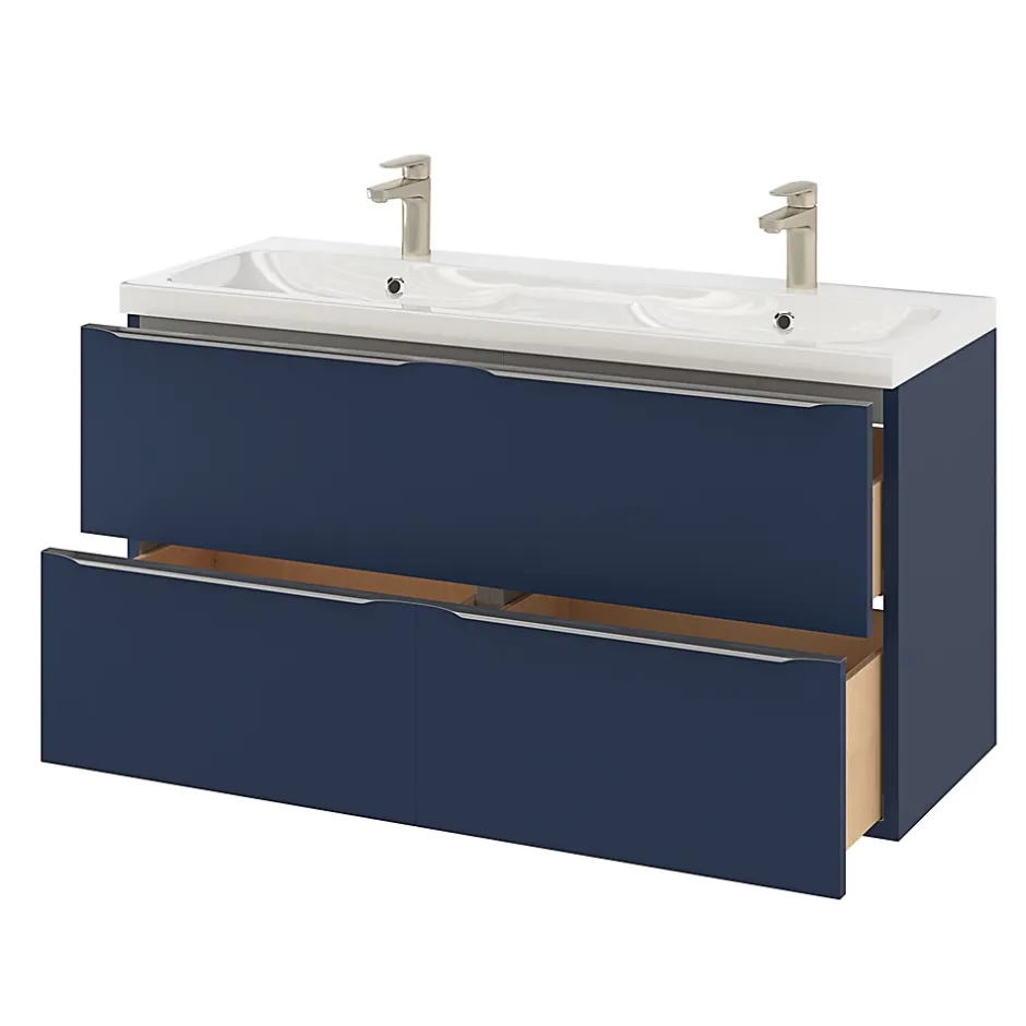 GoodHome Meuble sous vasque suspendu bleu nuit mat l.120 x H.60 x P.45 cm, Imandra