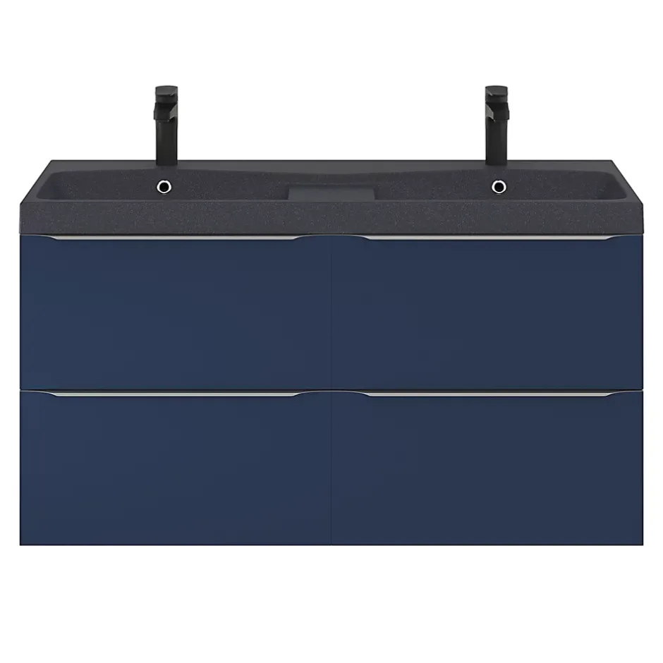 GoodHome Meuble sous vasque suspendu bleu nuit mat l.120 x H.60 x P.45 cm, Imandra