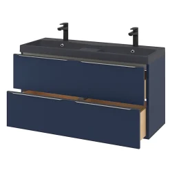GoodHome Meuble sous vasque suspendu bleu nuit mat l.120 x H.60 x P.45 cm, Imandra