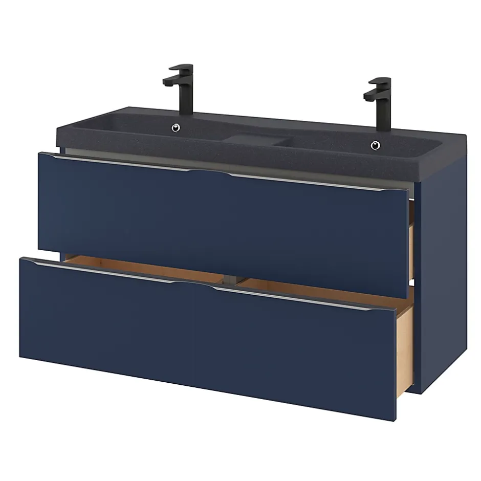GoodHome Meuble sous vasque suspendu bleu nuit mat l.120 x H.60 x P.45 cm, Imandra
