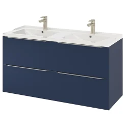 GoodHome Meuble sous vasque suspendu bleu nuit mat l.120 x H.60 x P.45 cm, Imandra