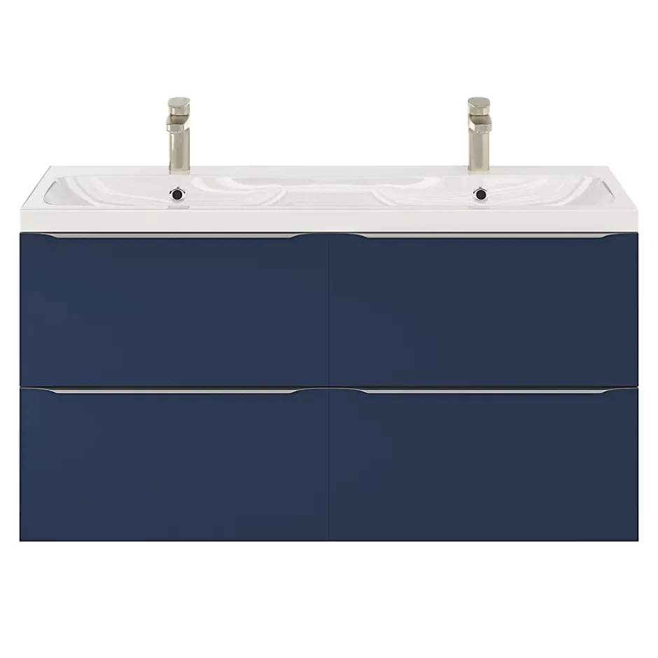 GoodHome Meuble sous vasque suspendu bleu nuit mat l.120 x H.60 x P.45 cm, Imandra