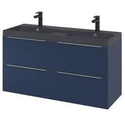 GoodHome Meuble sous vasque suspendu bleu nuit mat l.120 x H.60 x P.45 cm, Imandra