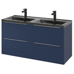 GoodHome Meuble sous vasque suspendu bleu nuit mat l.120 x H.60 x P.45 cm, Imandra