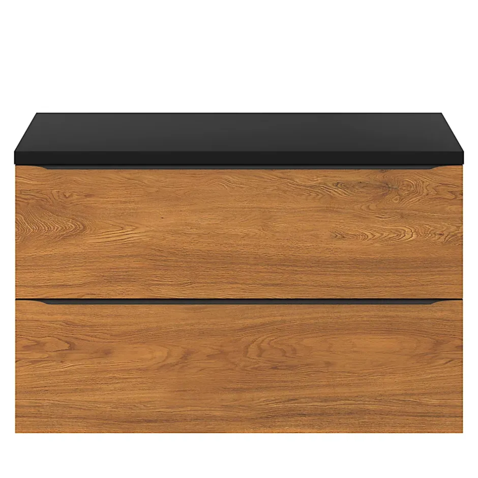 GoodHome Meuble sous vasque suspendu effet noyer l.100 x H.60 x P.45 cm, Imandra