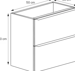 GoodHome Meuble sous vasque suspendu faible profondeur gris brillant l.50 x H.60 x P.36 cm, Imandra