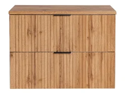 Vente-unique Meuble sous vasque suspendu strié avec planche - Naturel clair - L80 cm - ZEVARA* Meuble Sous-Vasque