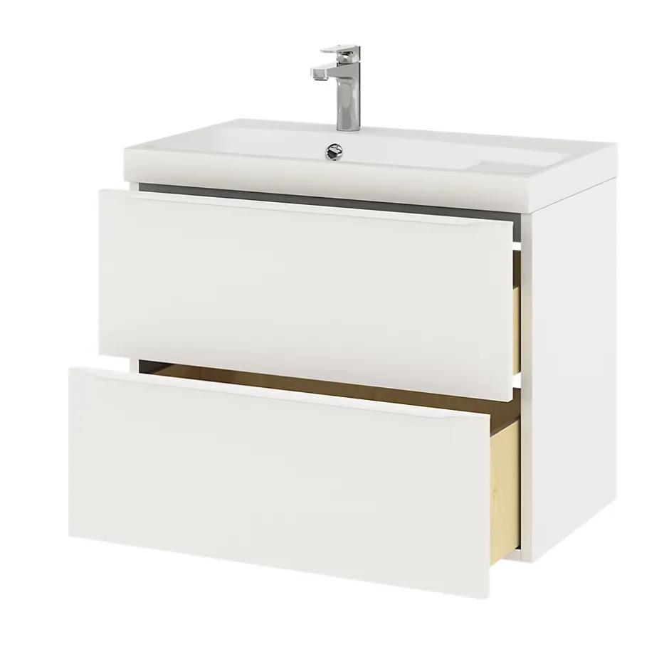 GoodHome Meuble sous vasque suspendu blanc mat l.80 x H.60 x P.45 cm, Imandra