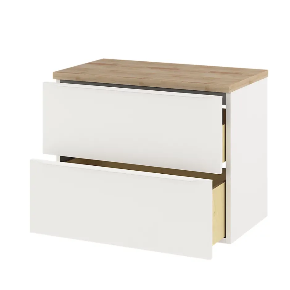 GoodHome Meuble sous vasque suspendu blanc mat l.80 x H.60 x P.45 cm, Imandra
