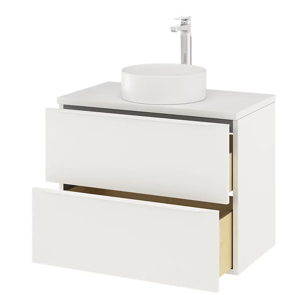 GoodHome Meuble sous vasque suspendu blanc mat l.80 x H.60 x P.45 cm, Imandra
