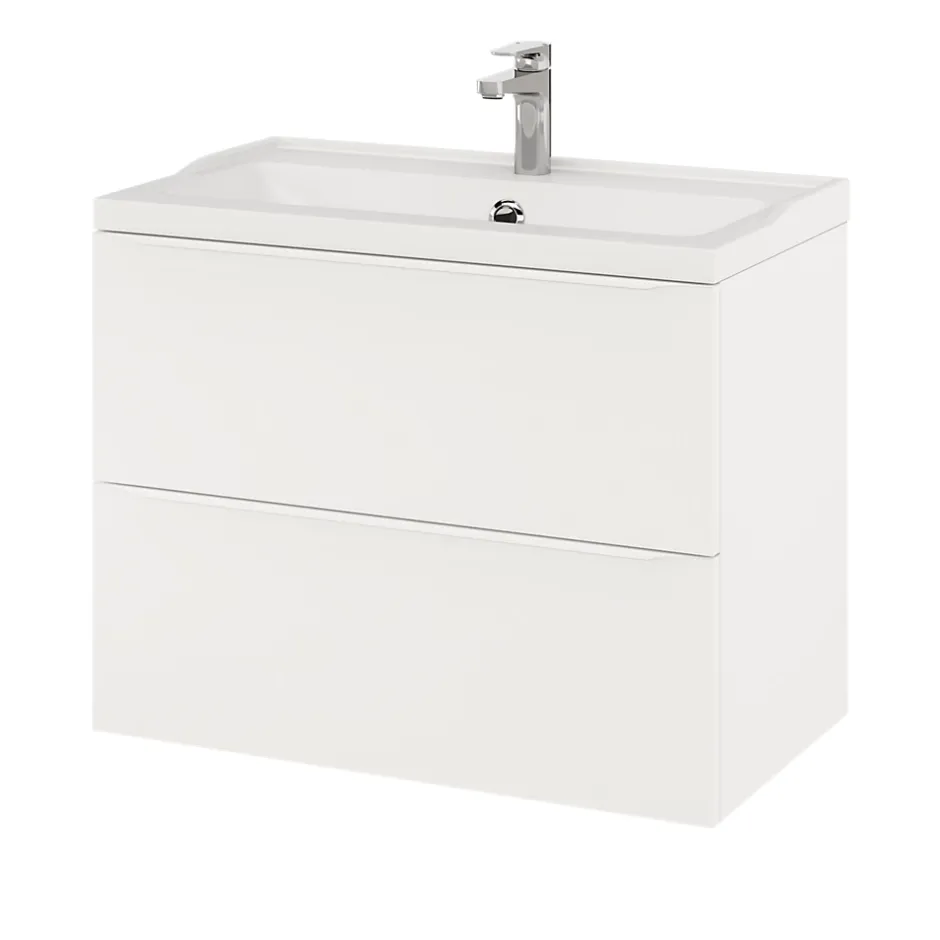 GoodHome Meuble sous vasque suspendu blanc mat l.80 x H.60 x P.45 cm, Imandra