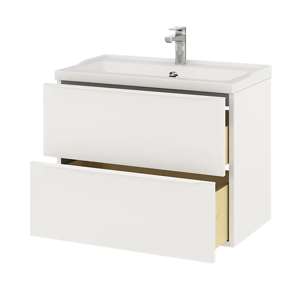GoodHome Meuble sous vasque suspendu blanc mat l.80 x H.60 x P.45 cm, Imandra