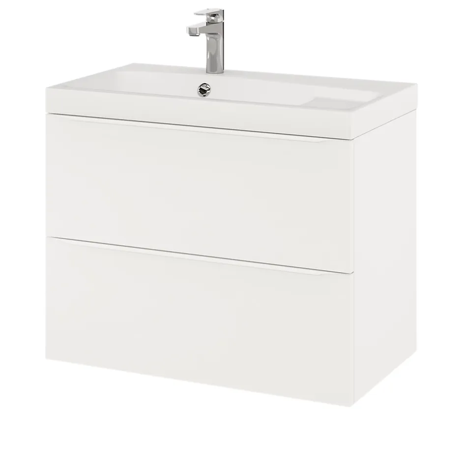 GoodHome Meuble sous vasque suspendu blanc mat l.80 x H.60 x P.45 cm, Imandra