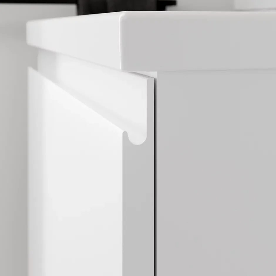 GoodHome Meuble sous vasque suspendu blanc mat 2 tiroirs l.60 x H.48 x P.45 cm Levanna* Meuble Sous-Vasque