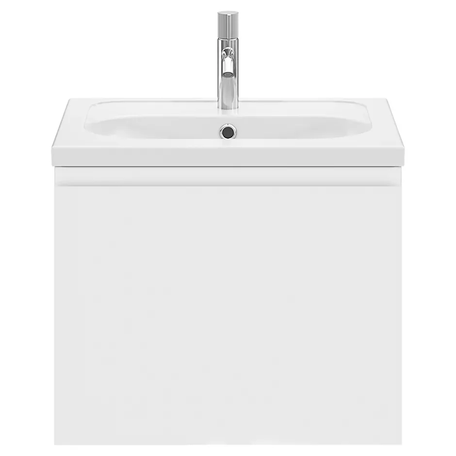 GoodHome Meuble sous vasque suspendu blanc mat 2 tiroirs l.60 x H.48 x P.45 cm Levanna* Meuble Sous-Vasque