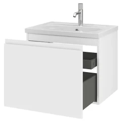 GoodHome Meuble sous vasque suspendu blanc mat 2 tiroirs l.60 x H.48 x P.45 cm Levanna* Meuble Sous-Vasque