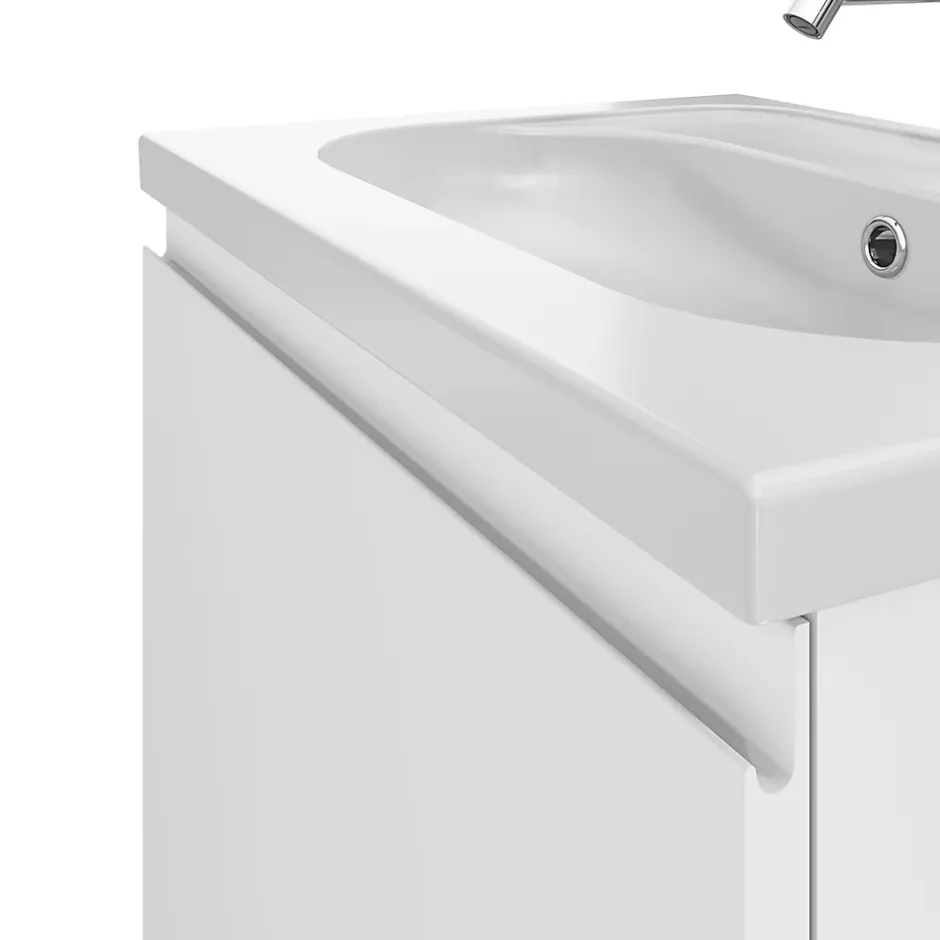 GoodHome Meuble sous vasque suspendu blanc mat 2 tiroirs l.60 x H.48 x P.45 cm Levanna* Meuble Sous-Vasque