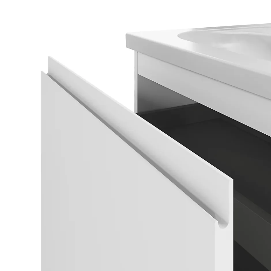 GoodHome Meuble sous vasque suspendu blanc mat 2 tiroirs l.60 x H.48 x P.45 cm Levanna* Meuble Sous-Vasque