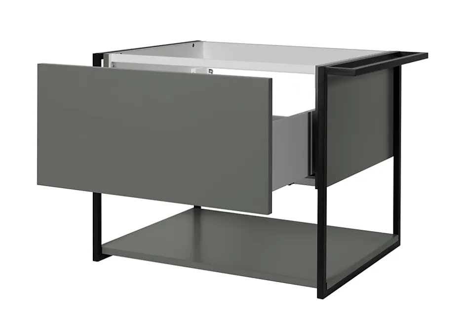 Furnidea Meuble sous vasque suspendu LOV avec porte-serviettes vert et noir 80 cm* Meuble Sous Lavabo