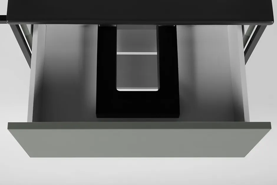 Furnidea Meuble sous vasque suspendu LOV avec porte-serviettes vert et noir 80 cm* Meuble Sous Lavabo