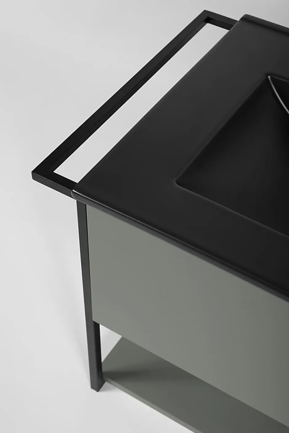 Furnidea Meuble sous vasque suspendu LOV avec porte-serviettes vert et noir 80 cm* Meuble Sous Lavabo