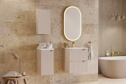 Furnidea Meuble sous vasque suspendu 2 tiroirs NOVA CACHEMIRE 50 CM