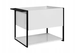 Furnidea Meuble sous vasque suspendu LOV avec porte-serviettes blanc brillant et noir 60 cm* Meuble Sous Lavabo