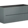 Vente-unique Meuble sous vasque suspendu strié gris - 120 cm - PAVANI