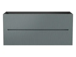 Vente-unique Meuble sous vasque suspendu strié gris - 120 cm - PAVANI