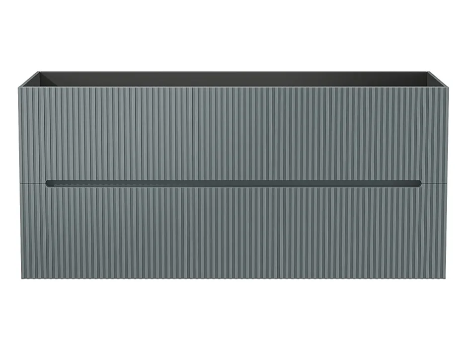 Vente-unique Meuble sous vasque suspendu strié gris - 120 cm - PAVANI